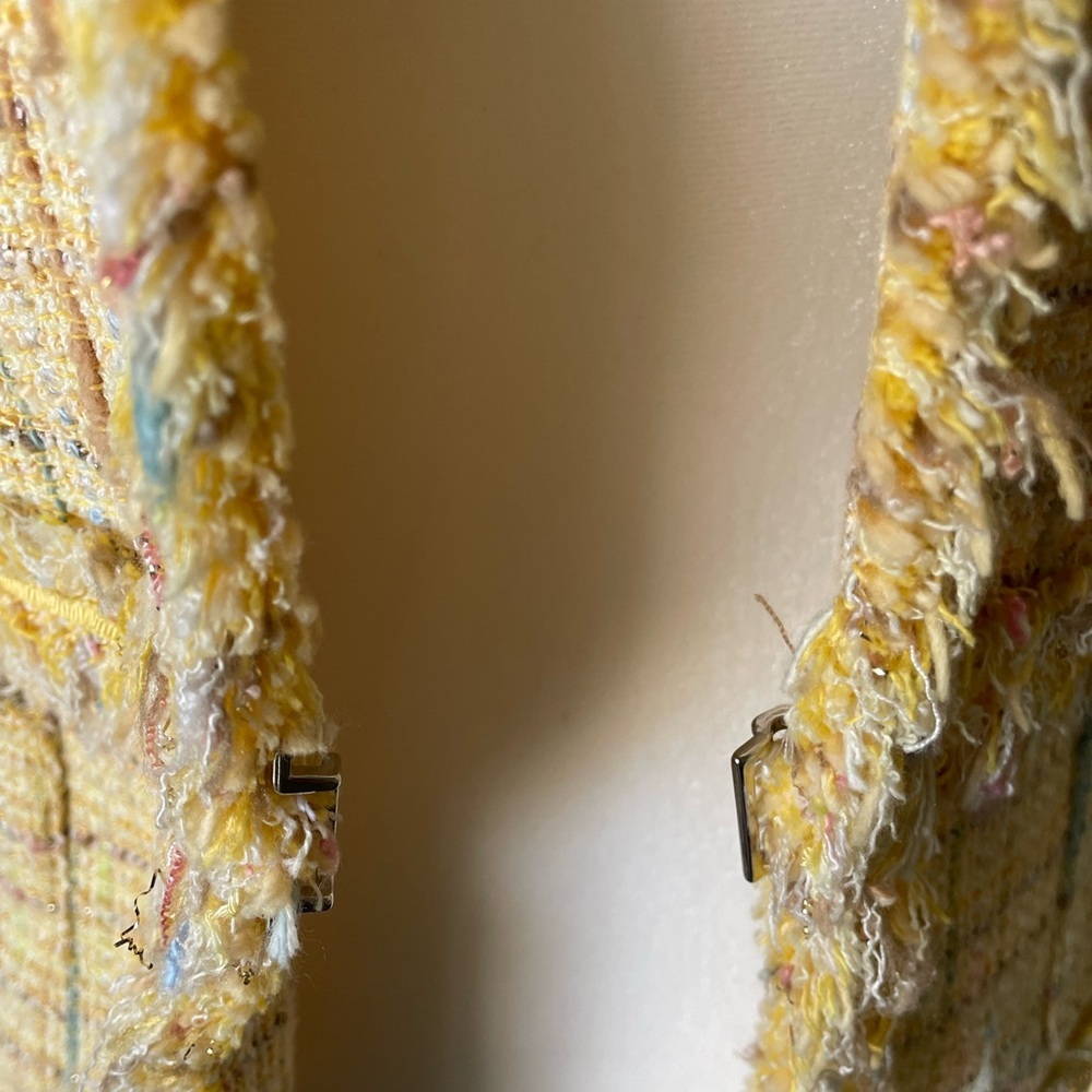 Yellow Tweed Women's Jacket Size 6 - Picture 4 of 9